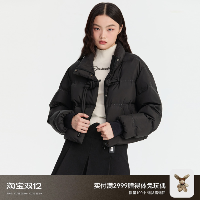 REVAN芮范设计师款新中式黑色短款羽绒服RM90501089