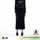 REVAN芮范设计师款 街头风通勤黑色中长裙RN91506197