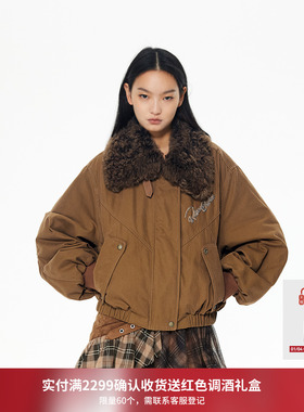 REVAN芮范设计师款毛绒大翻领工装小欧包派克羽绒服RL90501482