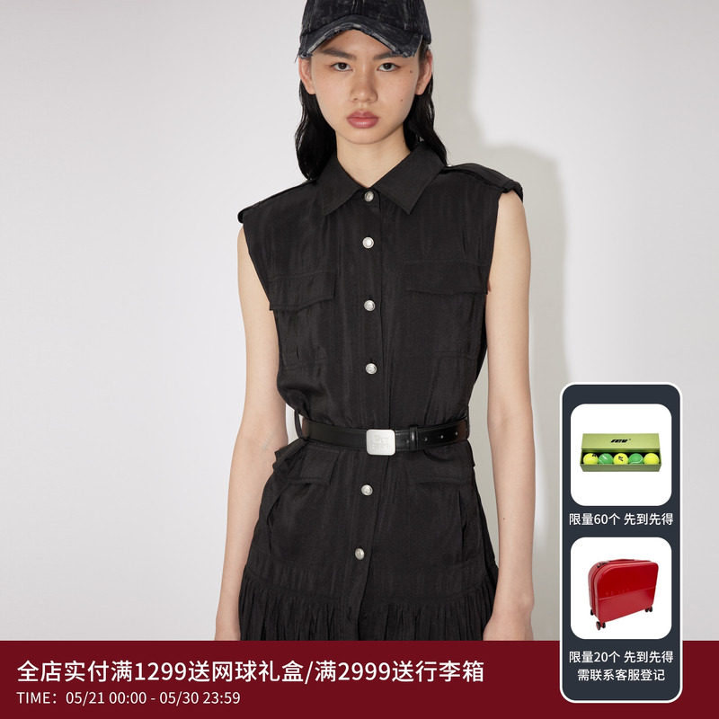 REVAN芮范设计师款酷感黑色无袖连衣裙RM31101237