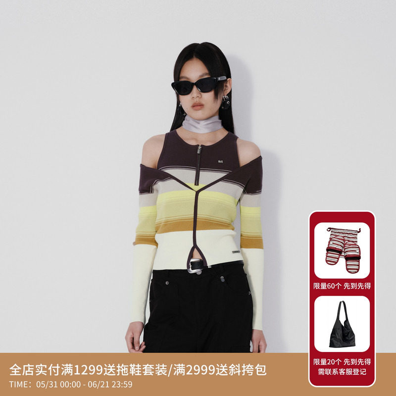 REVAN芮范设计师款经典露肩假两件毛衫RM70106283