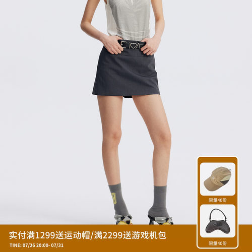 REVAN芮范设计师款百搭字母腰带西装裙RL71501339