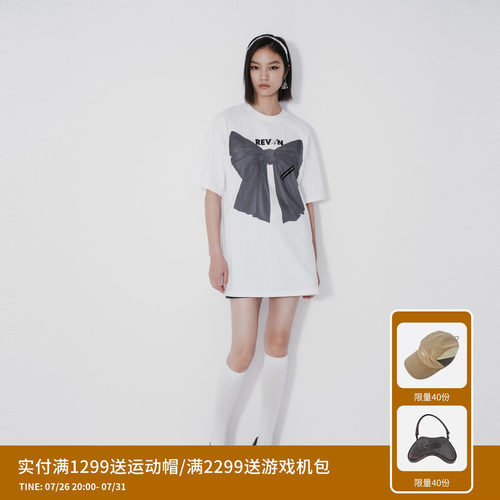REVAN芮范设计师款浪漫蝴蝶结印花连衣裙RM71101133