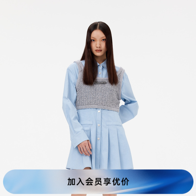 REVAN芮范新品设计师款甜酷两件套针织连衣裙RM11101124