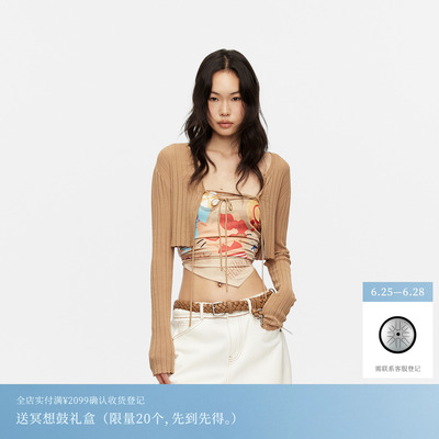 【孙怡同款】REVAN芮范HelloKitty复古挂脖系绳短单衣RK30801097