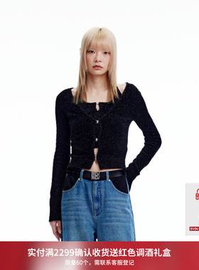 REVAN芮范设计师款复古两件套毛衣短开衫RN90106269