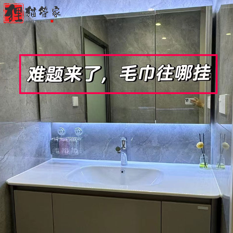 吸盘毛巾架浴巾单双杆毛巾挂杆浴室浴室收纳免打孔置物架壁挂浴室