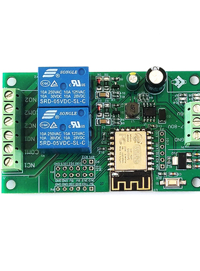 5V/8-80V供电 ESP8266WIFI双路继电器模块ESP-12F开发板二次开发
