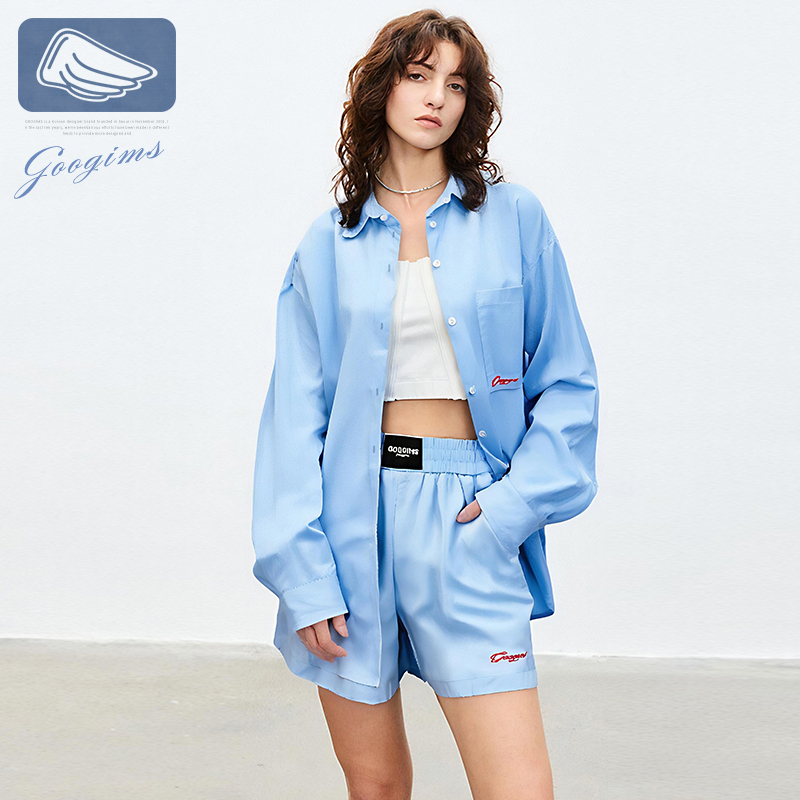 Googims夏季时尚衬衫套装男女