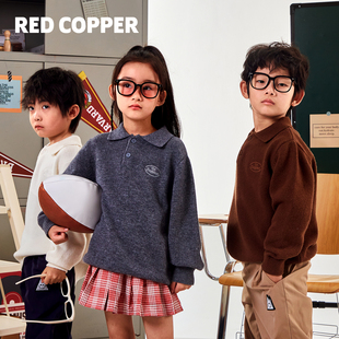 redcopper童装男童女童2025新款秋冬季儿童美式polo衫羊毛衫毛衣