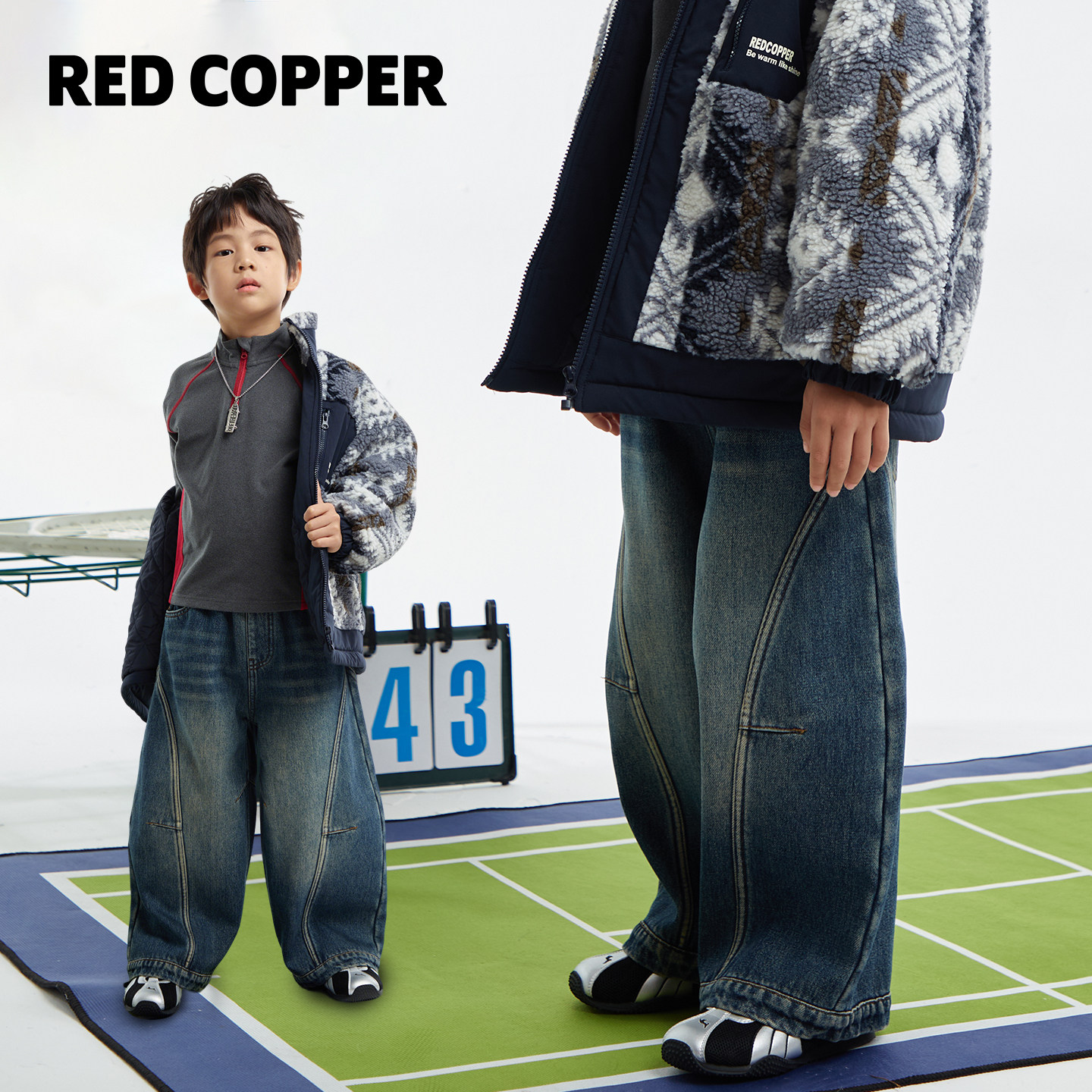 redcopper童装2025新款秋冬加绒宽松弯刀裤休闲牛仔裤潮CHH453104,童装/婴儿装/亲子装,儿童牛仔裤,淘宝优惠券,粉丝福利购,淘宝优惠卷