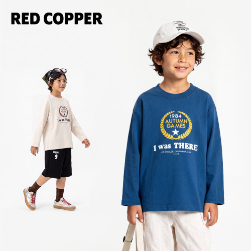 redcopper童装男童女童2026新款秋季打底衫儿童美式长袖印花T恤潮