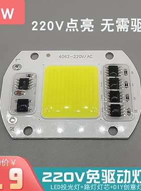 免驱动50W集成led光源灯珠路灯射灯投光灯泡灯芯片220V灯板