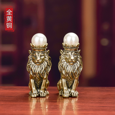 黄铜复古狮子摆件创意工艺品
