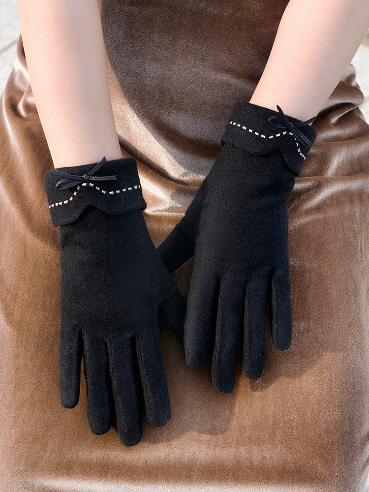 CASHMERE GLOVES FOR LADIES WINTER WARMTH AND VELVET THICKENED TOUCH SCREEN CYCLING KOREAN VERSION VERSATILE WINDPROOF AND COLDPROOF STUDENTS DRIVING