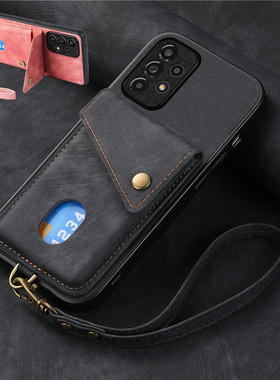 a32零钱包samsung a53 card case适用a33三星A13 5G手机壳a234g保护套a21s支架a22卡片a52s皮套车载腕带cover