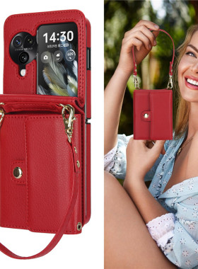 卡包oppo适用find N3 flip手机壳指环Findn2flip防摔OPP0折叠屏N3插卡放卡包斜挎绳防摔保护皮套case cover