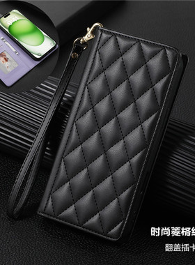 适用红米14C 4G手机壳redmi13c phone case翻盖插卡皮套紅米12手機殼redmi A1+ card cover可放卡格纹腕带壳