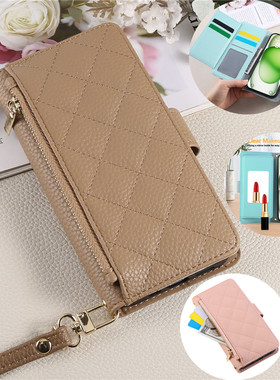 适用googlepixel9pro XL手机壳斜挎钱包pixel8pro case全包8A防摔pixel7pro皮套9A挂绳6A可放卡咭套手機殼女