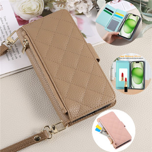 适用三星A56 5G手机壳samsung a36 case翻盖插卡a26皮套galaxy a06 cover可放卡咭套a16手機殼女斜挎背带新品