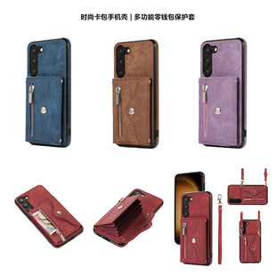 samsung s23 case适用三星S23ultra手机壳s22plus電話保護套s21 fe可放卡s23+挂绳腕带ultra手機殼rfid cover