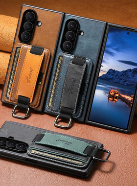 适用samsung galalxy zfold7 card case三星z fold6手机套 zfold5折叠手機殼腕带插卡包皮套商务高级感cover