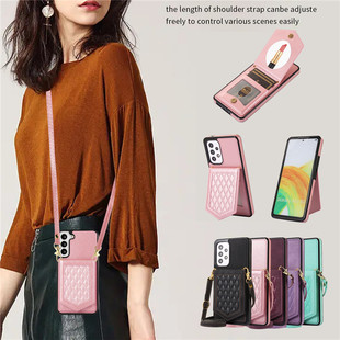 samsung a53 cover适用三星a52s wallet case手机壳a53 5g插卡包新款4G/5G直播支架斜挎绳rfid保护手機套case