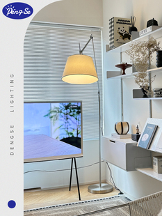 中古ins风客厅落地灯设计师工作台灯韩风博主同款长臂摇臂钓鱼灯