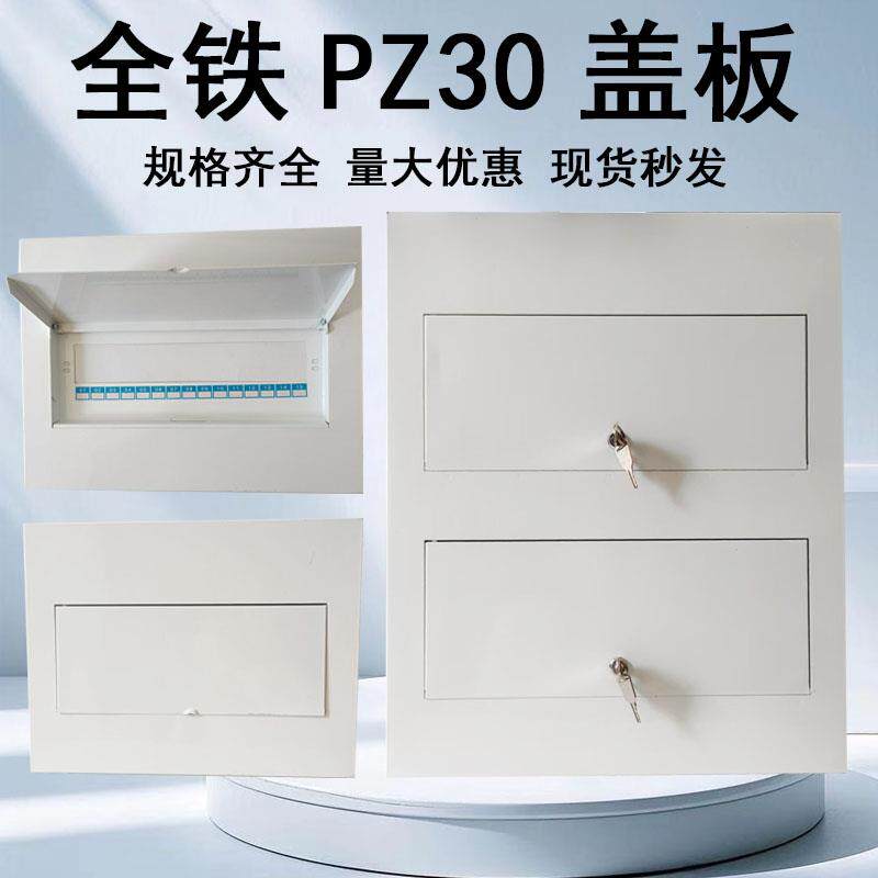 PZ30配电箱全铁盖板明暗装带锁强电回路箱白色面板全金属消防盖子