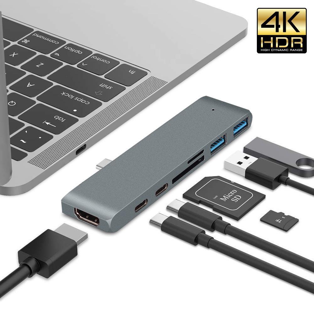 七合一TYPE-C转hdmi4k usb3.0HU SD/TF多功能转换器macbook笔记