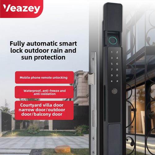 全自动防水断桥铝指纹锁肯德基门密码锁窄门滑动门户外滑动门智能