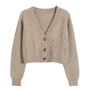 短款针织开衫女秋装早秋新款外搭秋季麻花毛衣女小外套高腰春秋