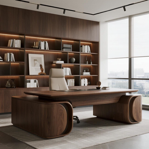 北美黑胡桃木榫卯大班台定制