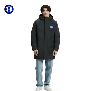 国际米兰中长款棉服冬季国米立体队徽加绒加厚保暖外套连帽棉衣