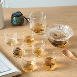 耐热茶盏玻璃茶杯家用茶具套装 日式 禅意品茗杯功夫茶碗小茶杯盖碗