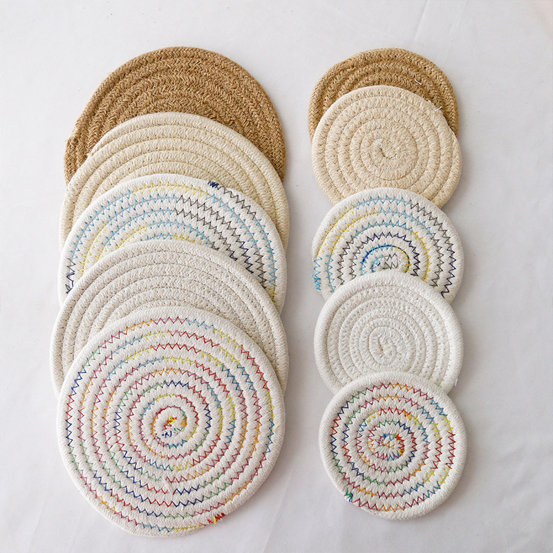 石径居日式杯垫无印风棉线隔热垫锅垫厨房创意防烫餐桌垫圆形餐垫,餐饮具,杯垫,淘宝优惠券,粉丝福利购,淘宝优惠卷