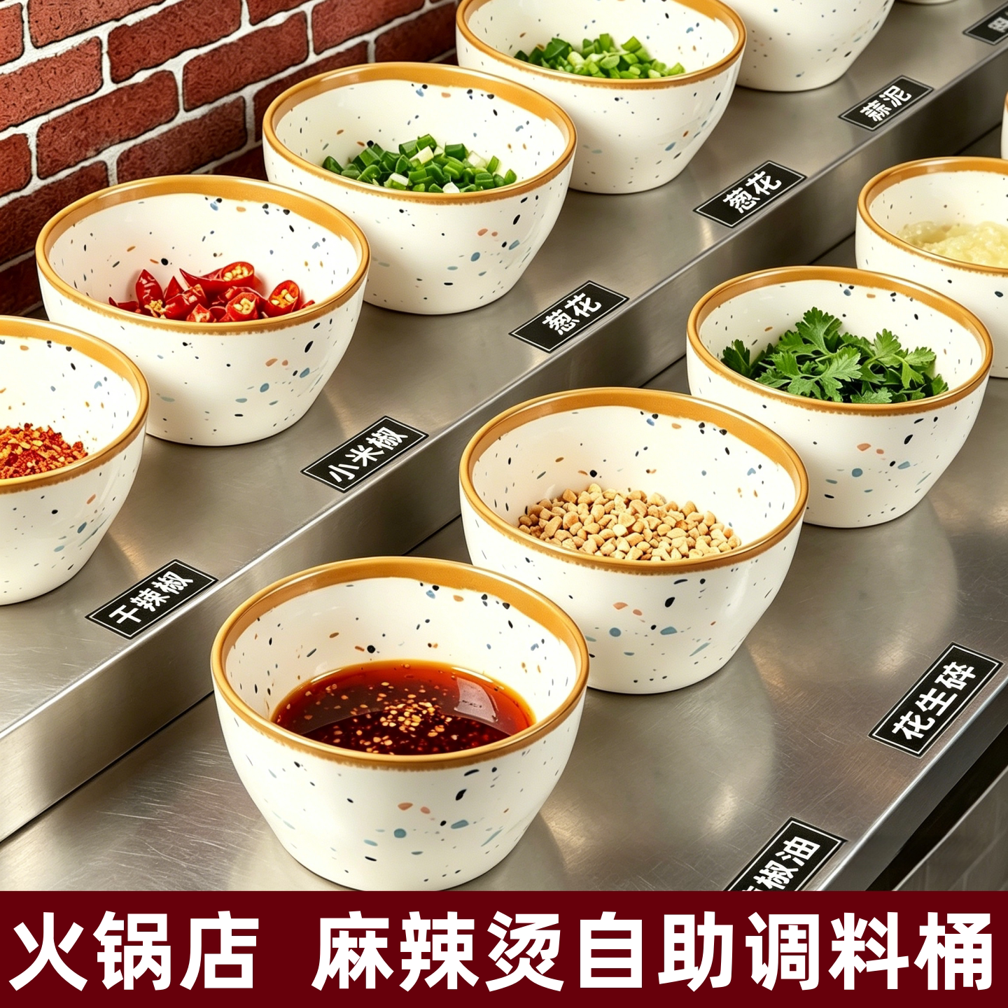 火锅店调料碗商用烤肉自助调料台餐具密胺蘸料碗小料缸生菜青菜桶图片