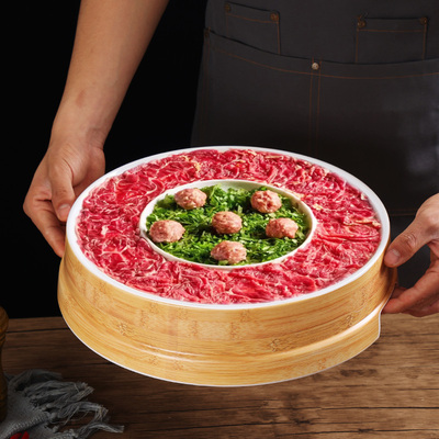 笨小孩菜市火锅店同款半斤八两创意网红套装鸭肠牛肉拼盘商用餐具