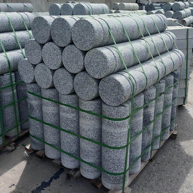 大理石挡车石柱花岗岩路障圆柱石头柱子广场石柱墩挡车拦车石柱子