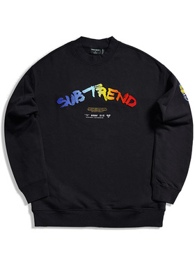 意大利SUBTREND潮牌新款经典爆款黑色圆领卫衣