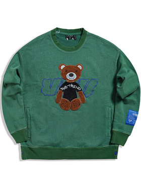 意大利SUBTREND潮牌新款经典爆款小熊logo绿色圆领卫衣