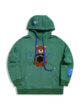 意大利SUBTREND潮牌新款经典爆款小熊logo绿色连帽卫衣