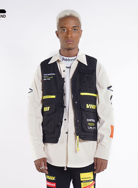 「福利款」秋冬黑色潮流工装风保暖棉马甲外套