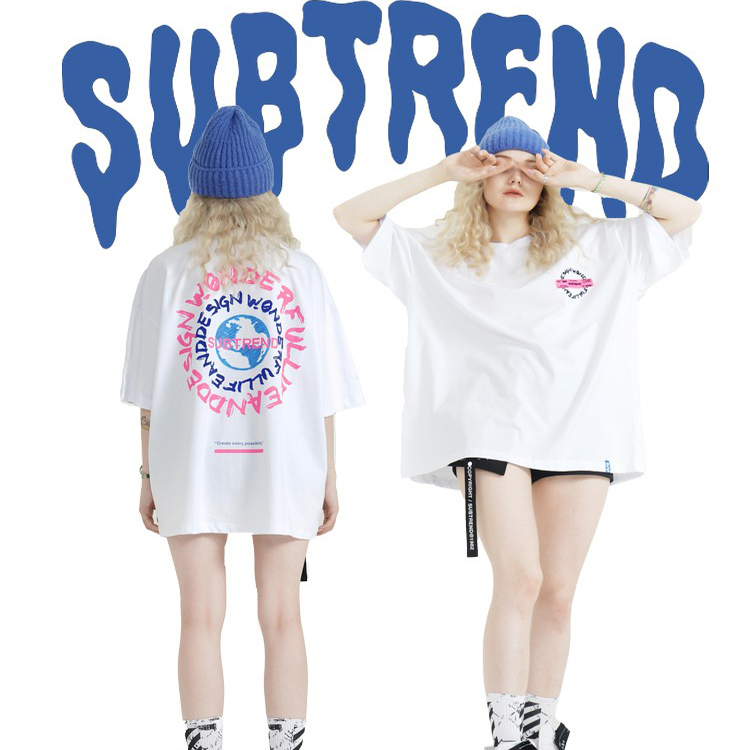 SUBTREND凉感速干宽松圆领廓形重磅短袖男女同款潮牌白色T恤卫衣