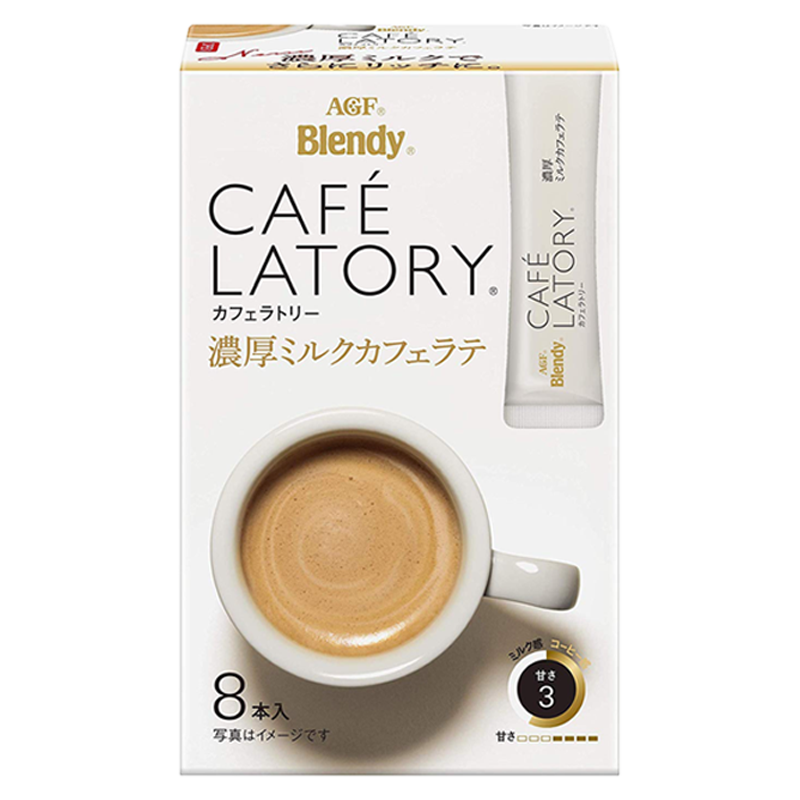 日本AGF浓厚牛奶拿铁速溶咖啡8条