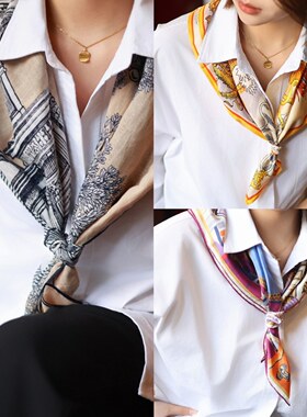 法国INOUI EDITIONS春夏百搭高级感棉真丝披肩围巾方巾丝巾