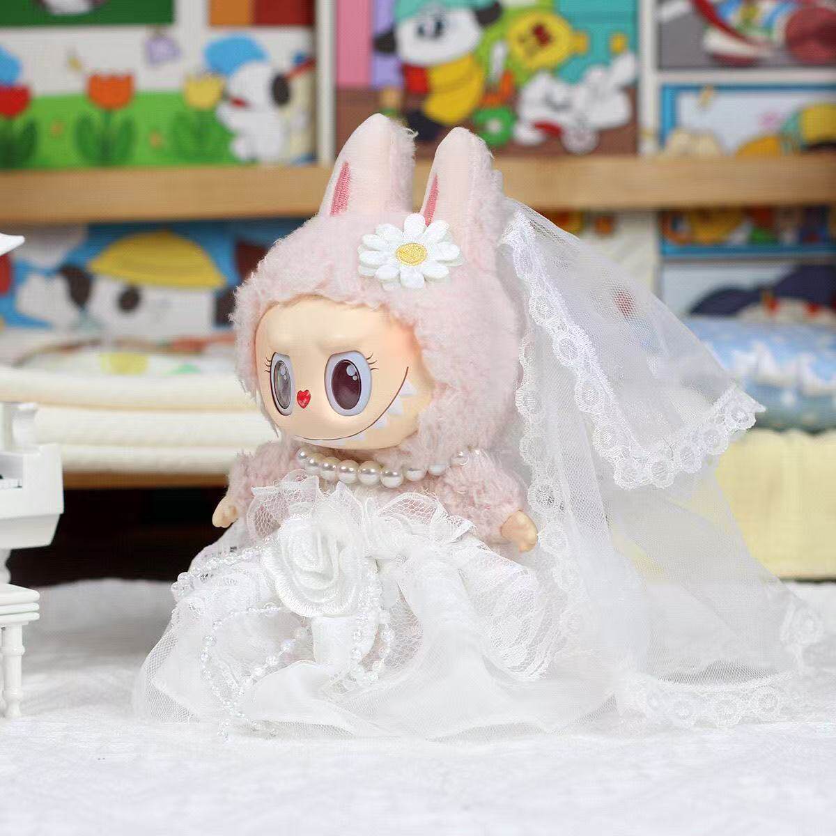 仅娃衣搪胶拉布布1L心动挂件7cm马卡龙ubu娃衣婚礼礼服婚纱ab