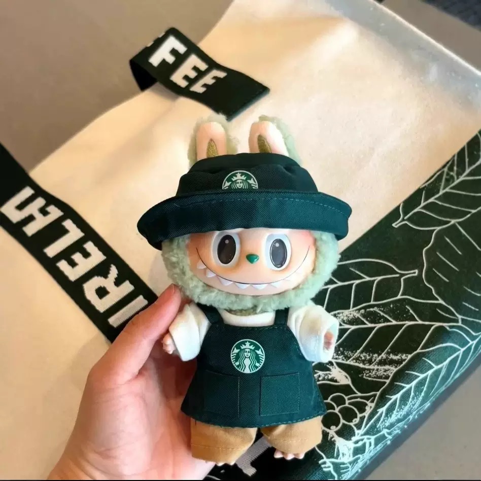 labubu拉布布娃衣对搪胶毛绒公仔衣服大牌星巴高档星爸高版质量