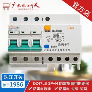 63A 珠江开关 防雷浪涌保护 断路器 漏电空气开关 DZ47LE