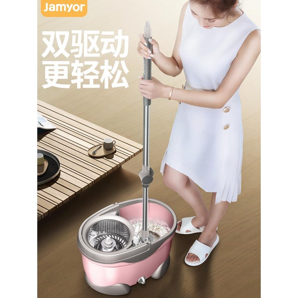 家用自动拖把杆通用旋转式桶擦地免手洗拖地拖布脱水地拖拖把旋转